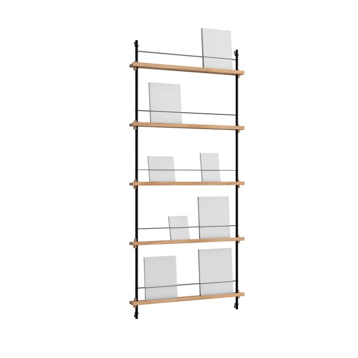 Magazine Shelving επιτοίχια θήκη περιοδικών - Δρυς-black, 85x180x7 cm, MS.180.1 - MOEBE