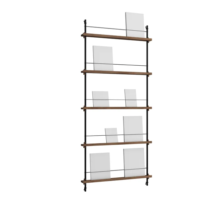 Magazine Shelving επιτοίχια θήκη περιοδικών - Καπνισμένη δρυς-black, 85x180x7 εκ., MS.180.1 - MOEBE