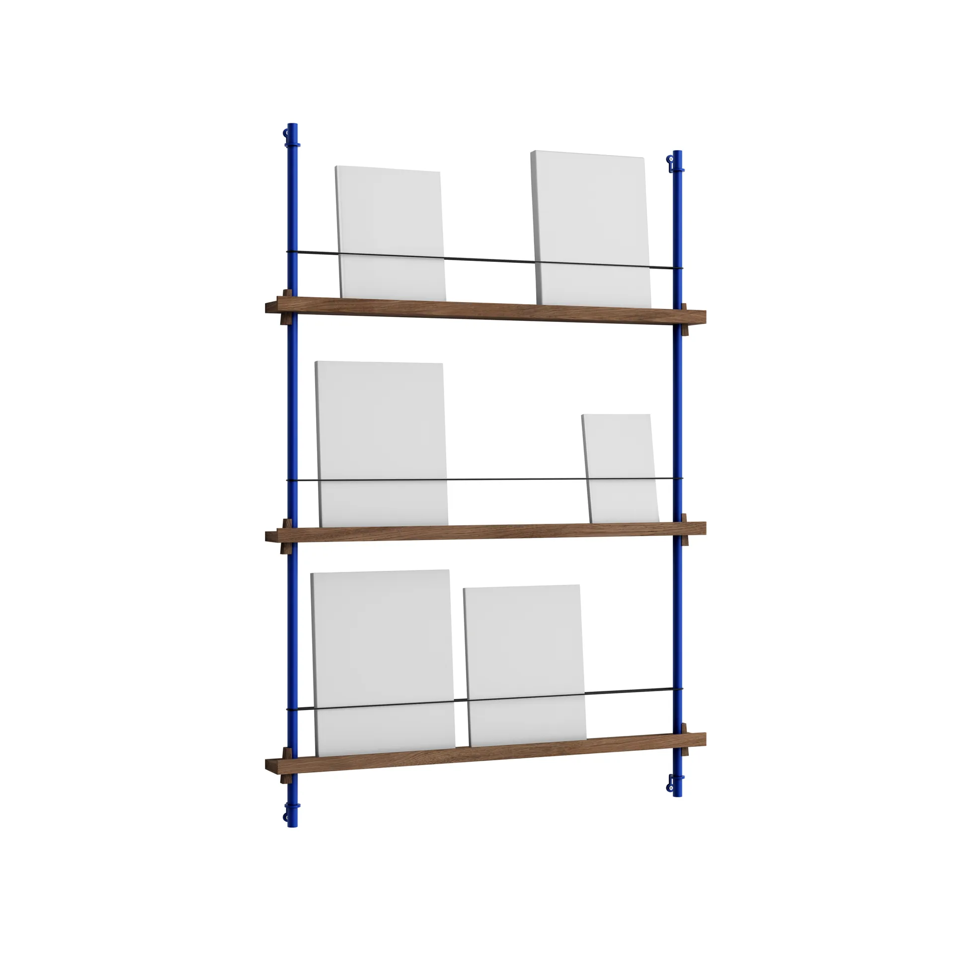 Magazine Shelving επιτοίχια θήκη περιοδικών, Καπνιστή δρυς-deep blue, 85x115x7 cm, MS.115.1 MOEBE