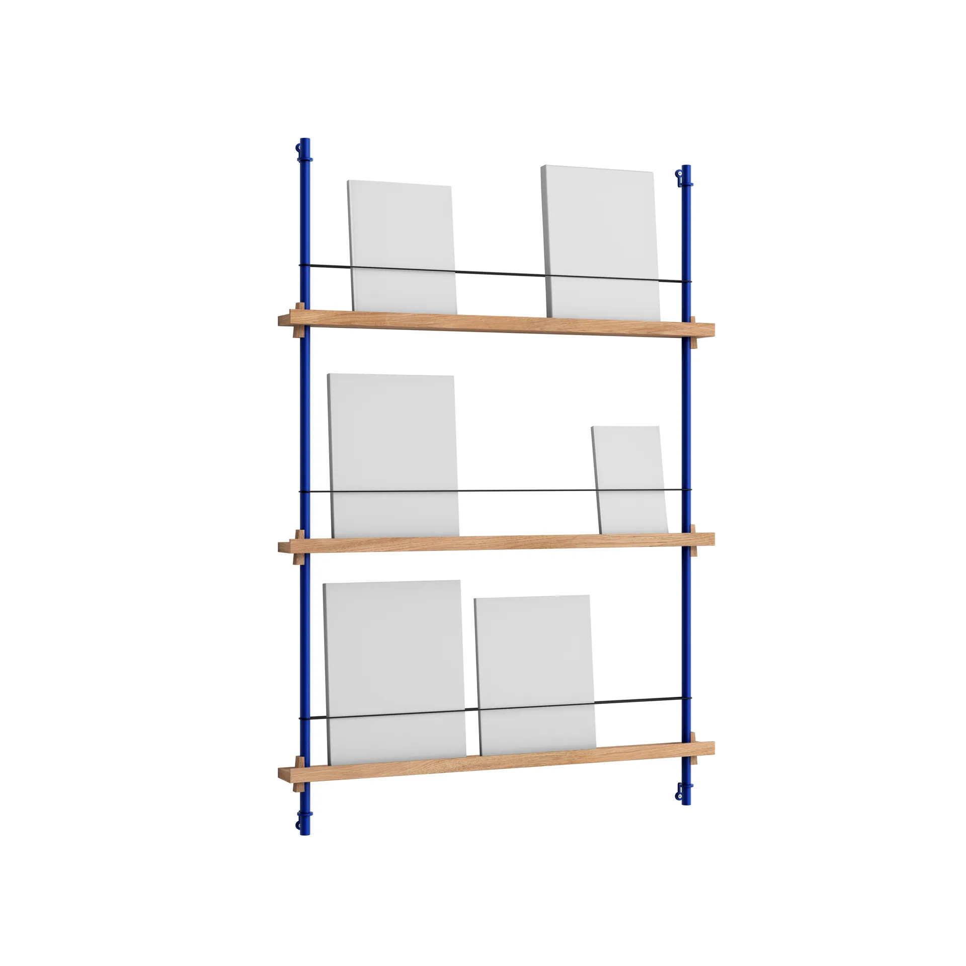 Magazine Shelving επιτοίχια θήκη περιοδικών, Δρύς-deep blue, 85x115x7 εκ., MS.115.1 MOEBE