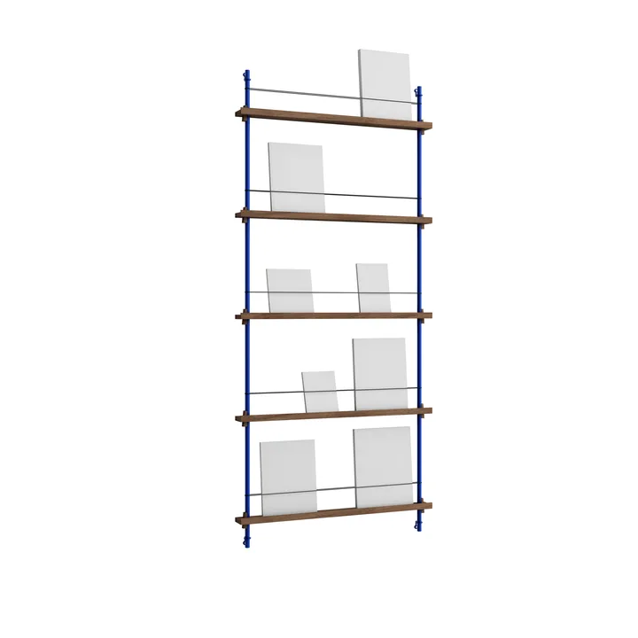 Magazine Shelving επιτοίχια θήκη περιοδικών - Καπνισμένη δρυς-deep blue, 85x180x7 cm, MS.180.1 - MOEBE