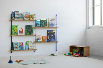 Magazine Shelving επιτοίχια θήκη περιοδικών - Καπνισμένη δρυς-deep blue, 85x180x7 cm, MS.180.1 - MOEBE