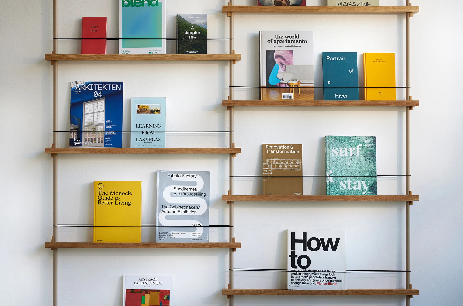 Magazine Shelving επιτοίχια θήκη περιοδικών, Καπνισμένη δρυς-deep blue, 85x180x7 cm, MS.180.1 MOEBE
