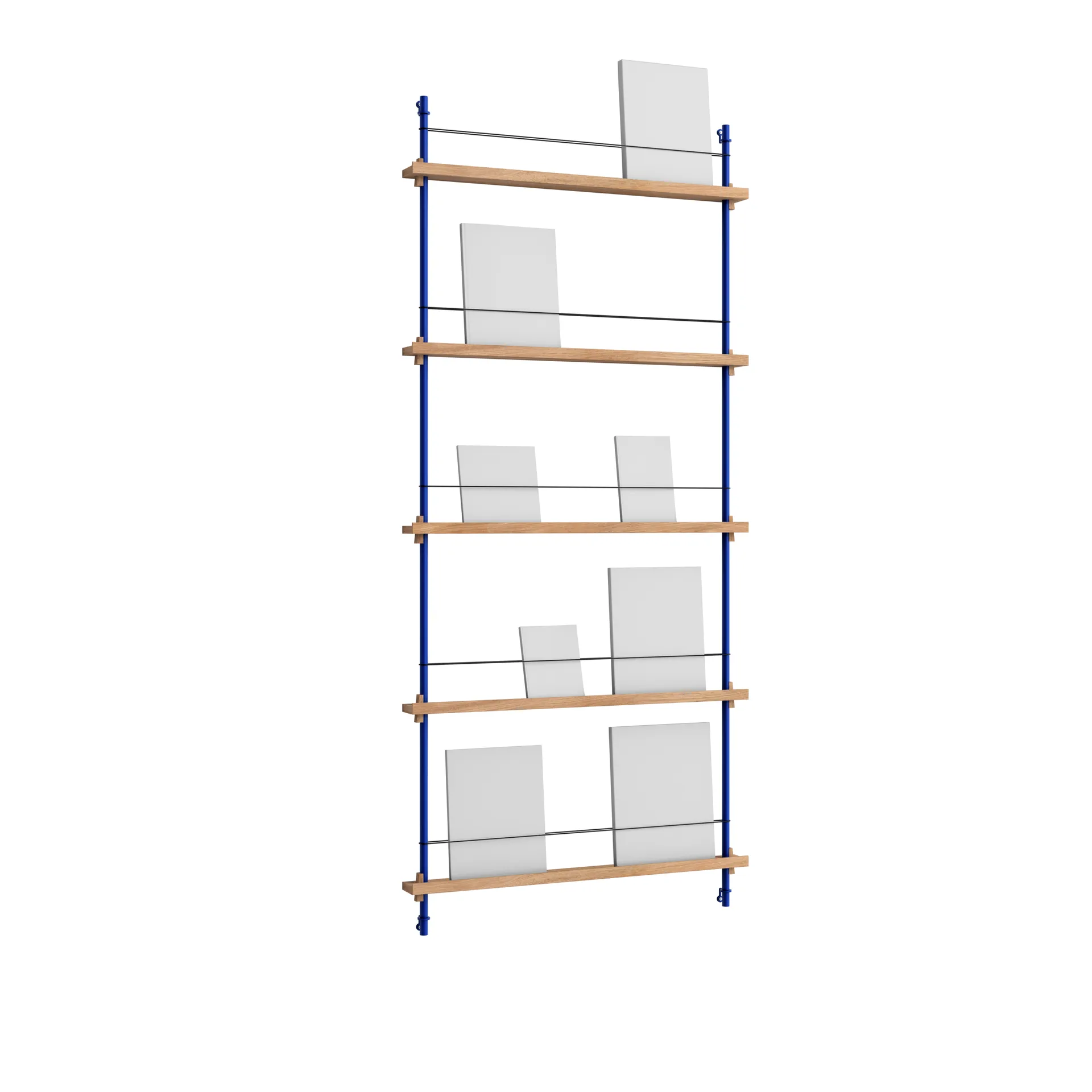 Magazine Shelving επιτοίχια θήκη περιοδικών, Δρυς-deep blue, 85x180x7 εκ., MS.180.1 MOEBE