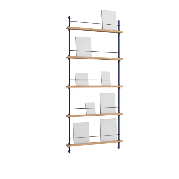 Magazine Shelving επιτοίχια θήκη περιοδικών - Δρυς-deep blue, 85x180x7 εκ., MS.180.1 - MOEBE