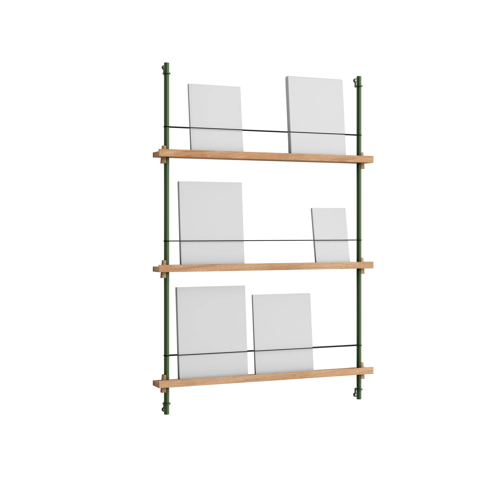 Magazine Shelving επιτοίχια θήκη περιοδικών, Δρύινο-pine green, 85x115x7 cm, MS.115.1 MOEBE