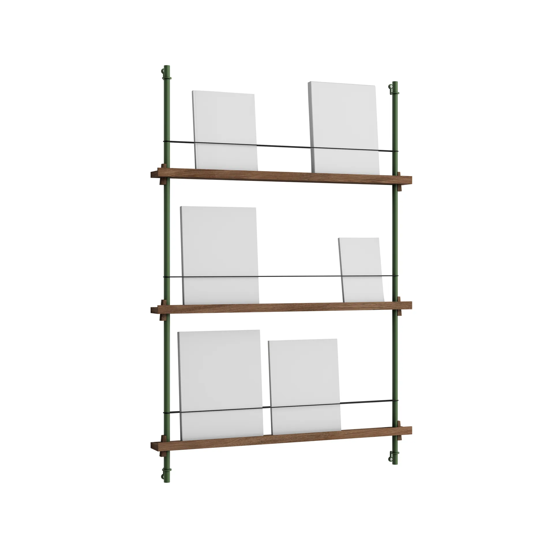 Magazine Shelving επιτοίχια θήκη περιοδικών, Καπνισμένη δρυς-pine green, 85x115x7 cm, MS.115.1 MOEBE
