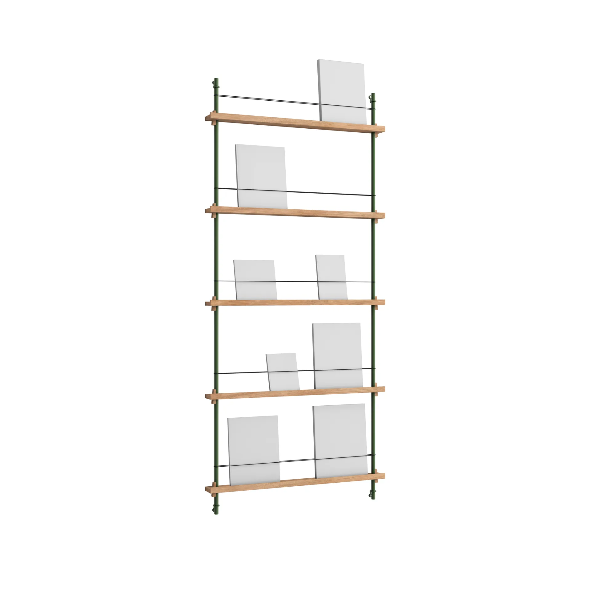 Magazine Shelving επιτοίχια θήκη περιοδικών, Δρυς-pine green, 85x180x7 cm, MS.180.1 MOEBE