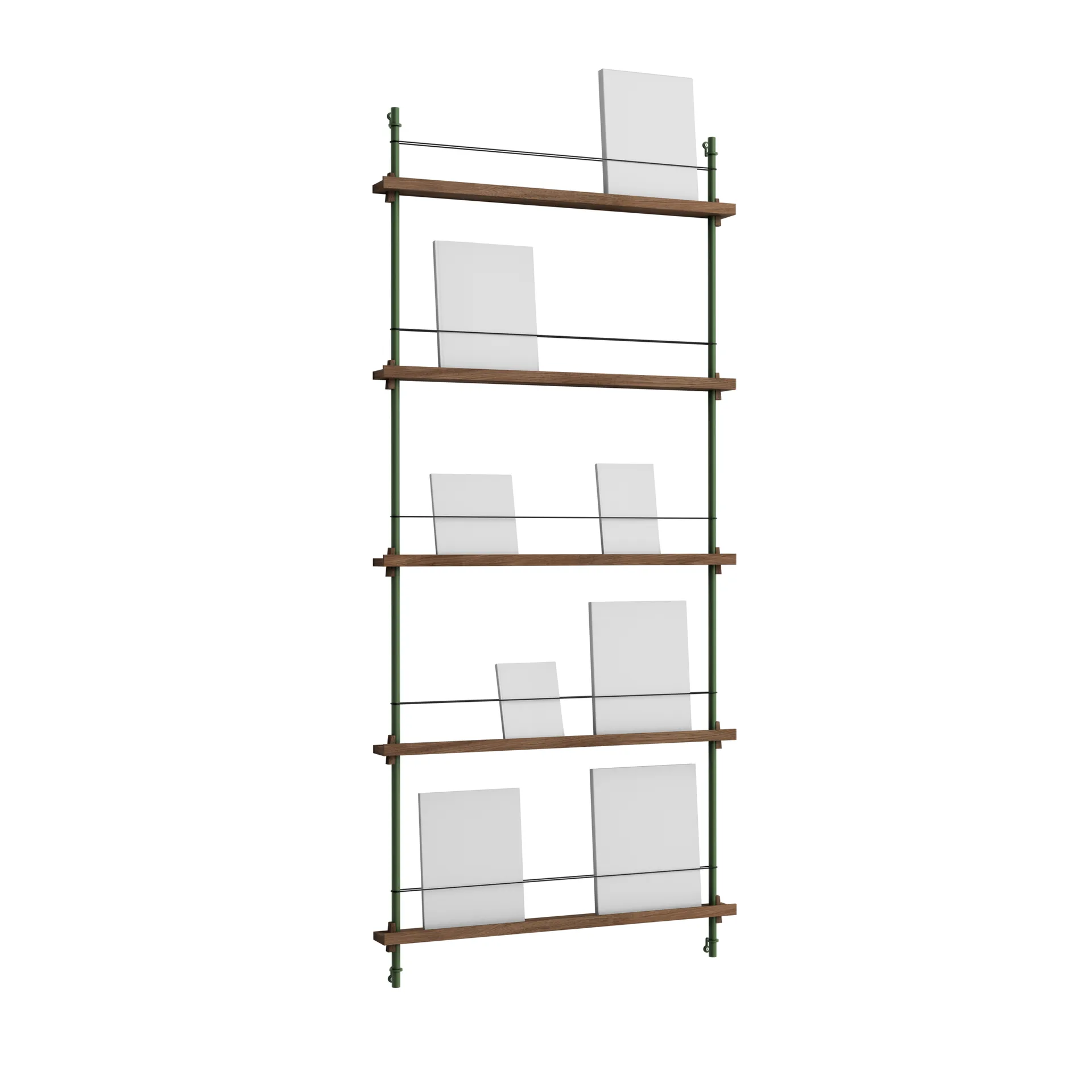Magazine Shelving επιτοίχια θήκη περιοδικών, Καπνισμένη δρυς-pine green, 85x180x7 cm, MS.180.1 MOEBE