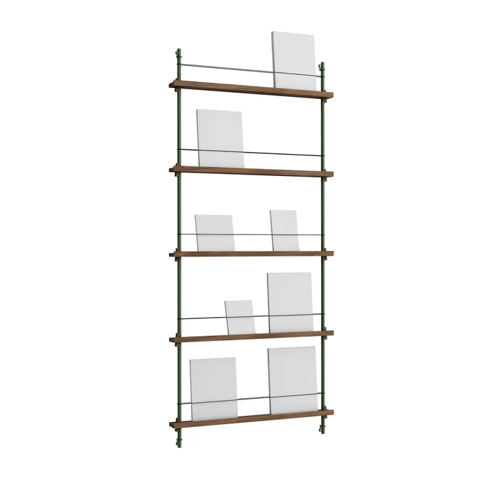 Magazine Shelving επιτοίχια θήκη περιοδικών - Καπνισμένη δρυς-pine green, 85x180x7 cm, MS.180.1 - MOEBE