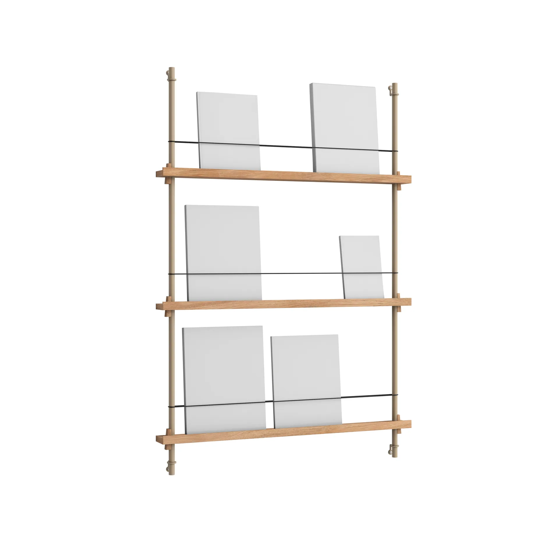 Magazine Shelving επιτοίχια θήκη περιοδικών, Δρυς-warm grey, 85x115x7 cm, MS.115.1 MOEBE