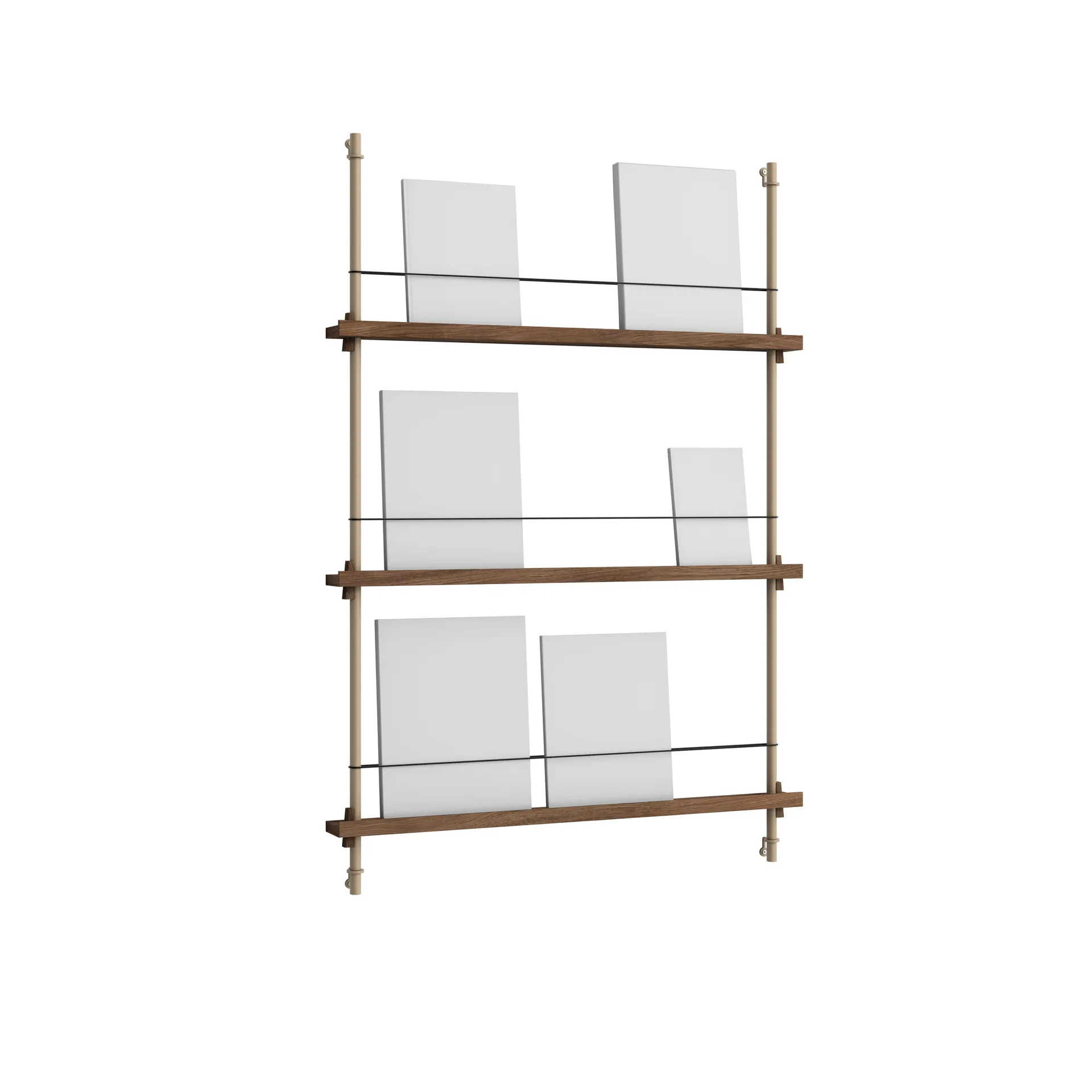 Magazine Shelving επιτοίχια θήκη περιοδικών, Καπνισμένη δρυς-warm grey, 85x115x7 cm, MS.115.1 MOEBE