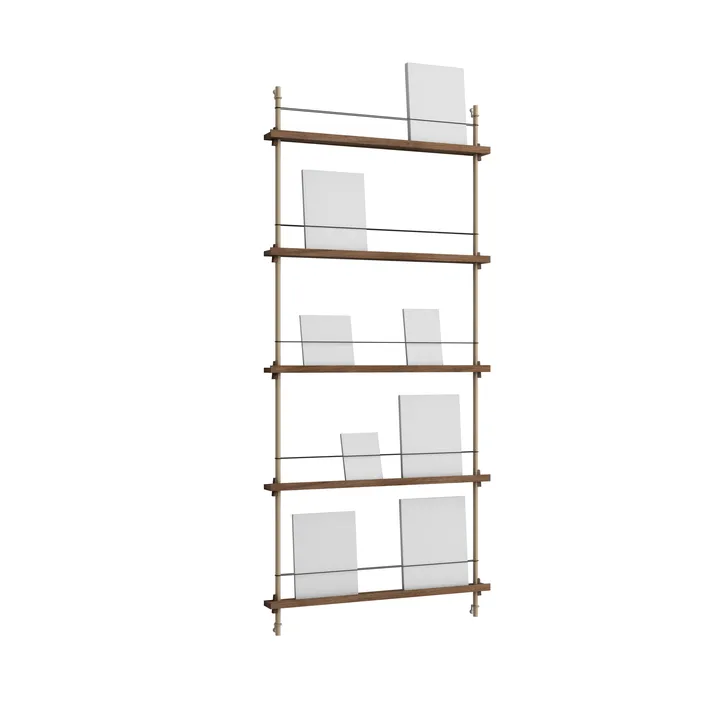 Magazine Shelving επιτοίχια θήκη περιοδικών - Καπνισμένη δρυς-warm grey, 85x180x7 cm, MS.180.1 - MOEBE