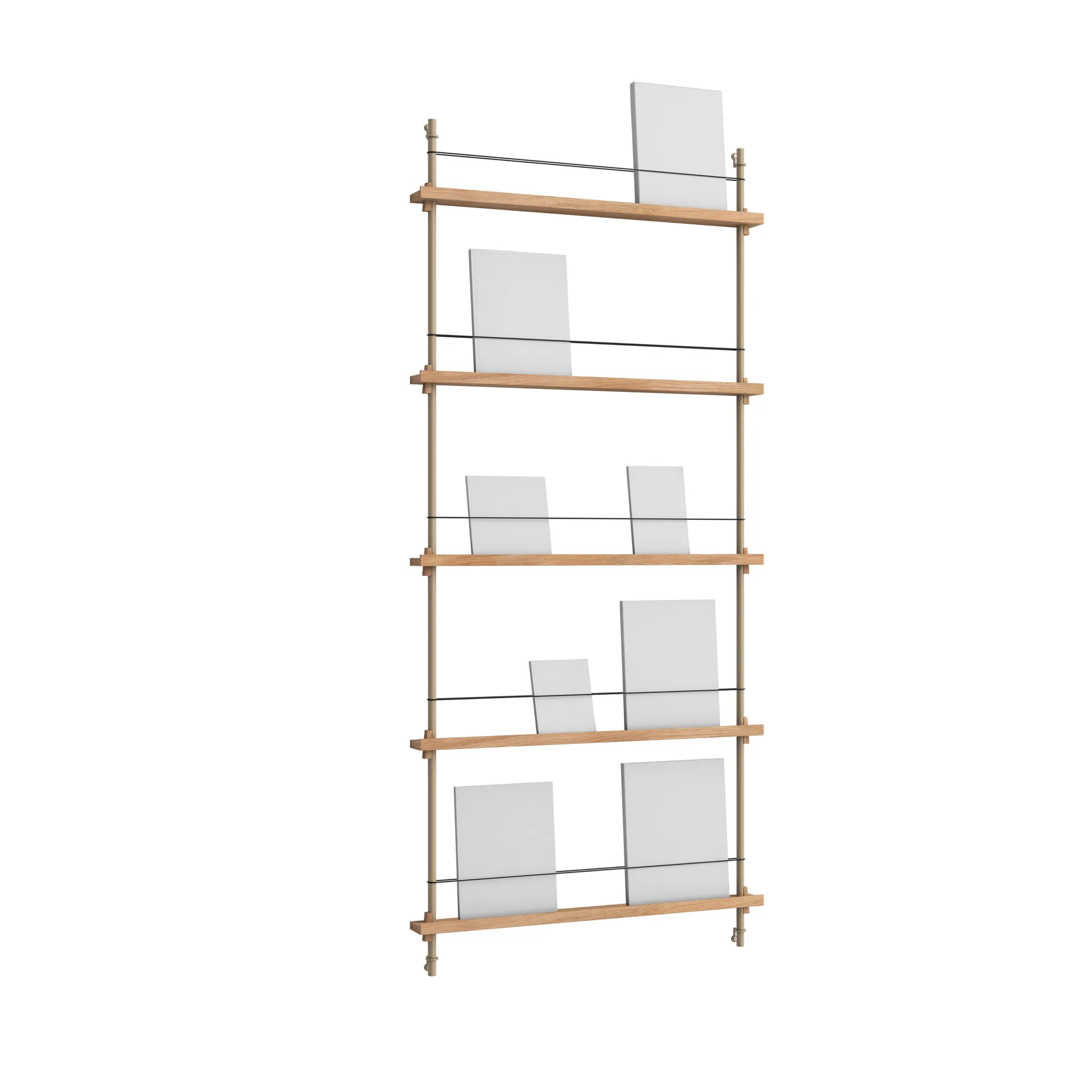 Magazine Shelving επιτοίχια θήκη περιοδικών, Δρυς-warm grey, 85x180x7 εκ., MS.180.1 MOEBE