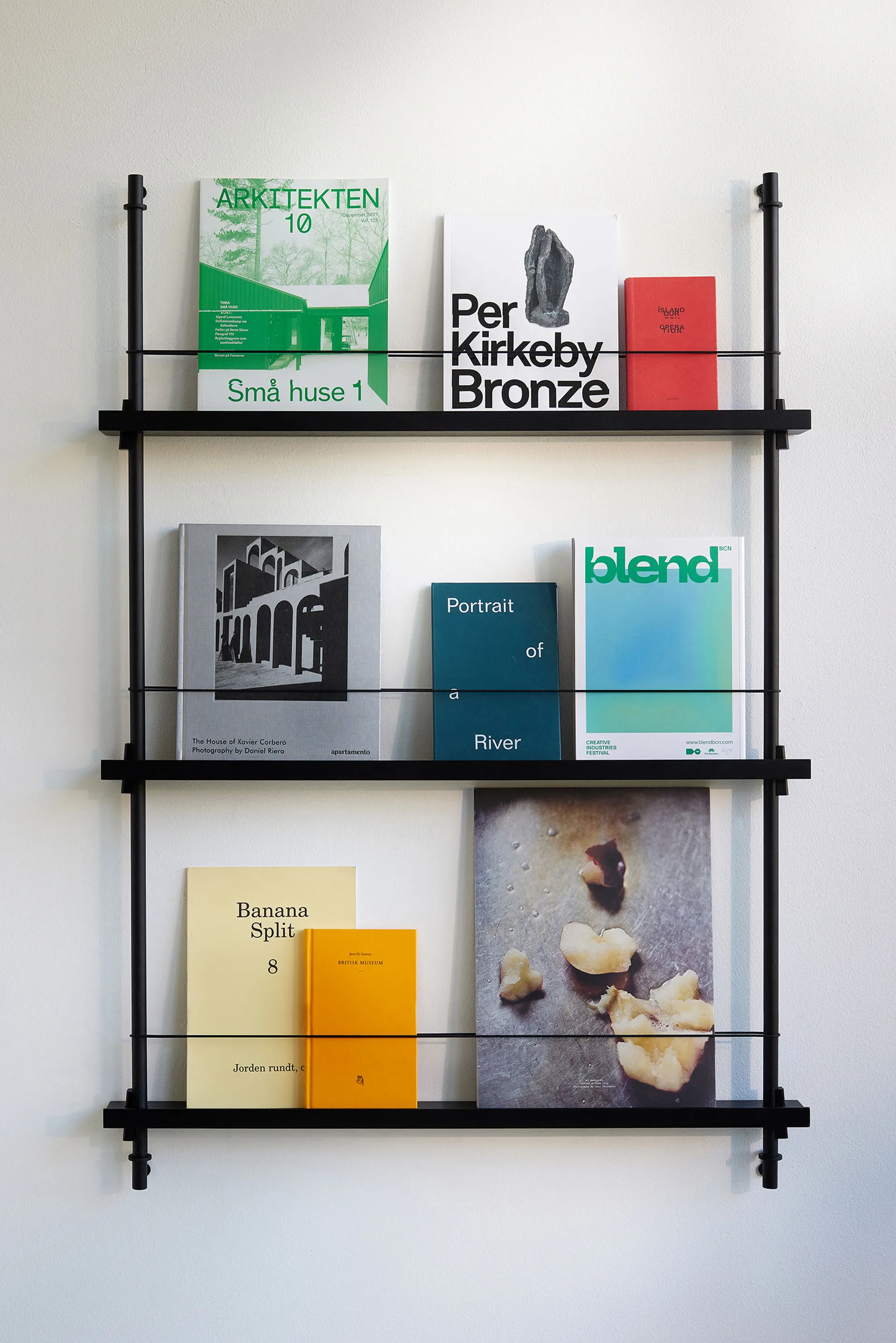 Magazine Shelving επιτοίχια θήκη περιοδικών, Δρυς-warm grey, 85x180x7 εκ., MS.180.1 MOEBE