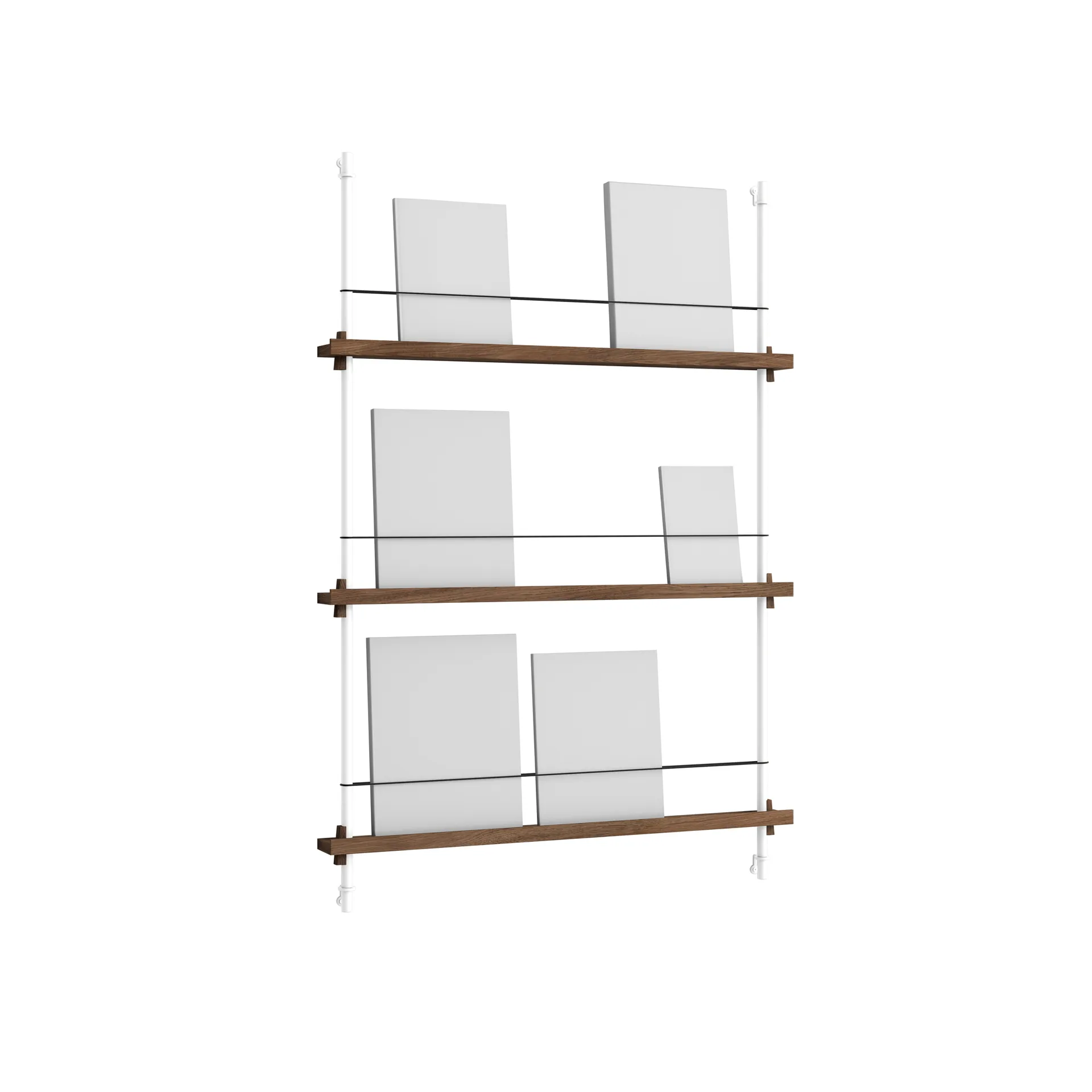 Magazine Shelving επιτοίχια θήκη περιοδικών, Καπνισμένη δρυς-white, 85x115x7 cm, MS.115.1 MOEBE