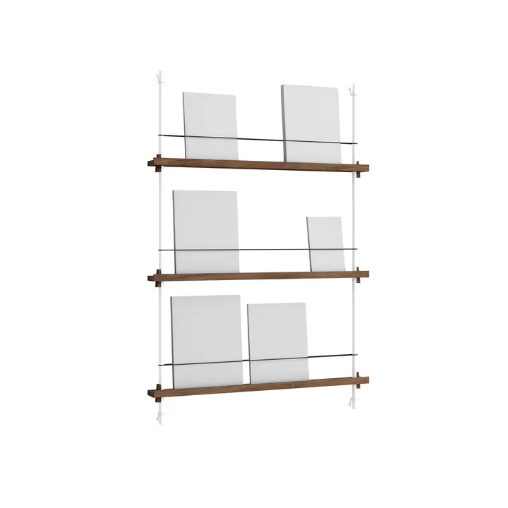 Magazine Shelving επιτοίχια θήκη περιοδικών - Καπνισμένη δρυς-white, 85x115x7 cm, MS.115.1 - MOEBE