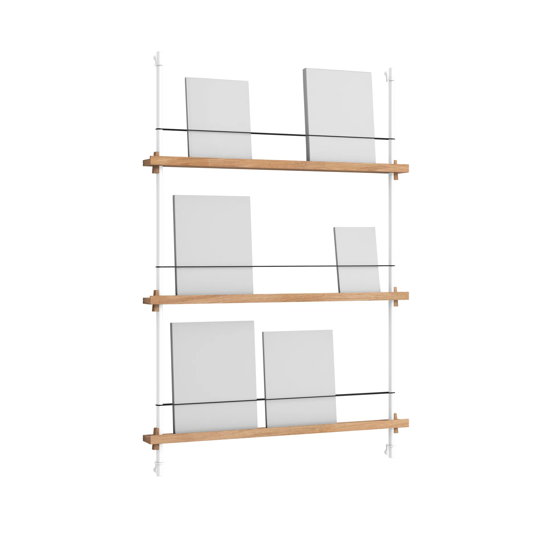 Magazine Shelving επιτοίχια θήκη περιοδικών, Δρυς-white, 85x115x7 εκ., MS.115.1 MOEBE