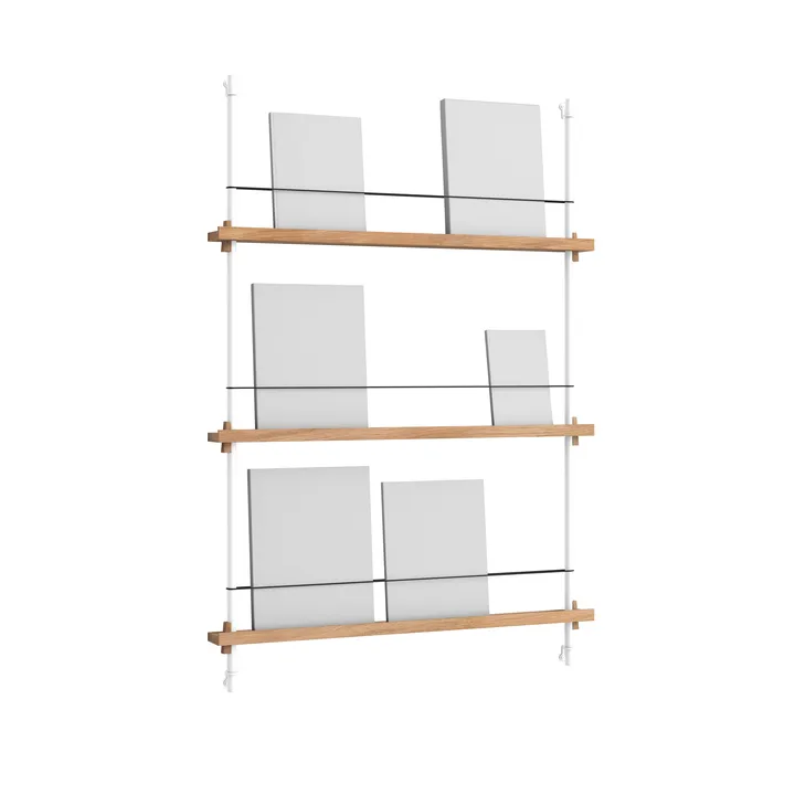 Magazine Shelving επιτοίχια θήκη περιοδικών - Δρυς-white, 85x115x7 εκ., MS.115.1 - MOEBE