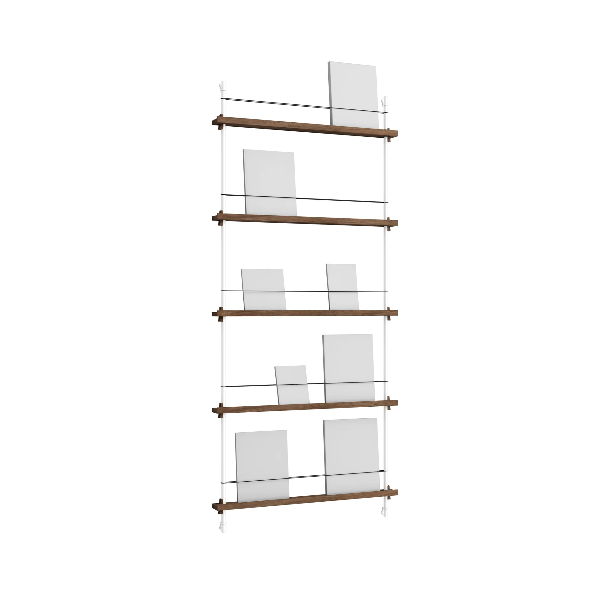 Magazine Shelving επιτοίχια θήκη περιοδικών, Καπνισμένη δρυς-white, 85x180x7 cm, MS.180.1 MOEBE
