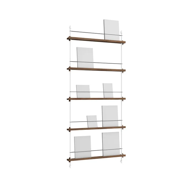 Magazine Shelving επιτοίχια θήκη περιοδικών - Καπνισμένη δρυς-white, 85x180x7 cm, MS.180.1 - MOEBE