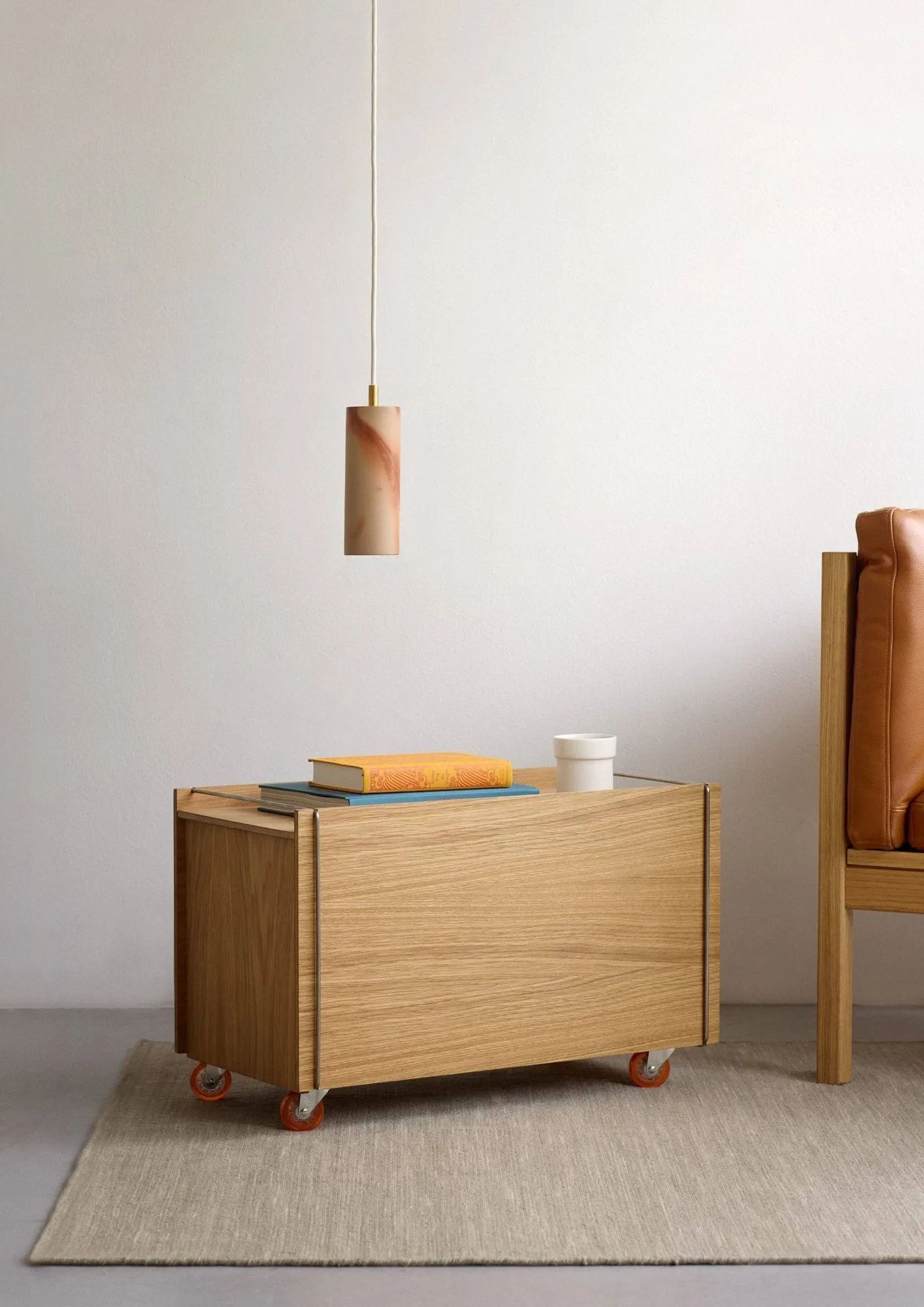 Κουτί αποθήκευσης Moebe, Καπνιστή δρυς-ανοξείδωτο ατσάλι, με ρόδες, 33x60x31 cm MOEBE