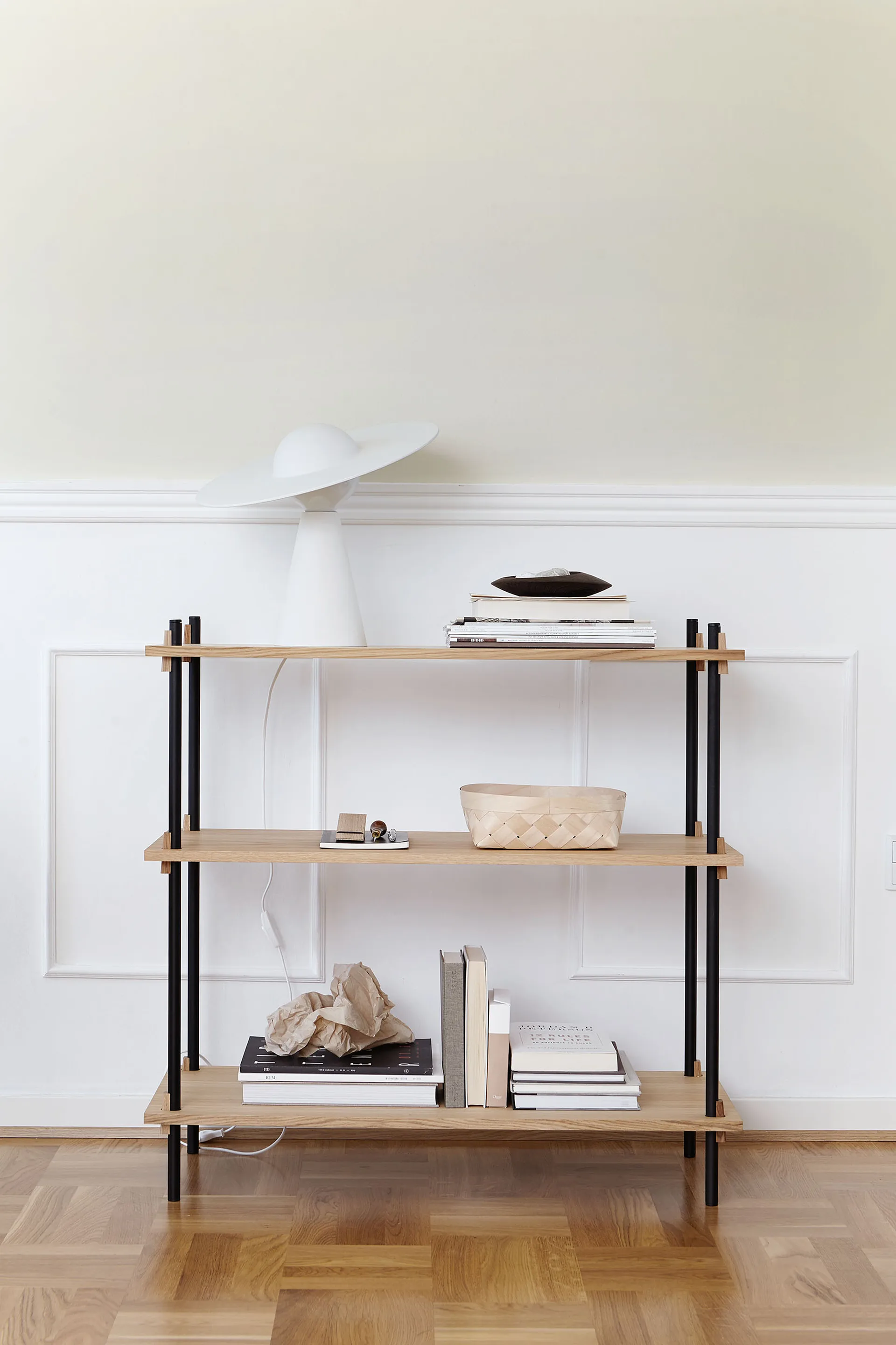 Shelving System classic ράφι, Καπνισμένη δρυς-black, 86x200x35 cm, S.200.1.A MOEBE