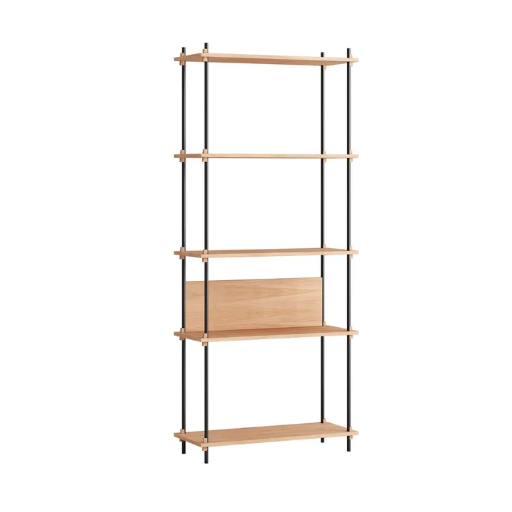Shelving System classic ράφι - Δρυς-black, 86x200x35 εκ., S.200.1.A - MOEBE