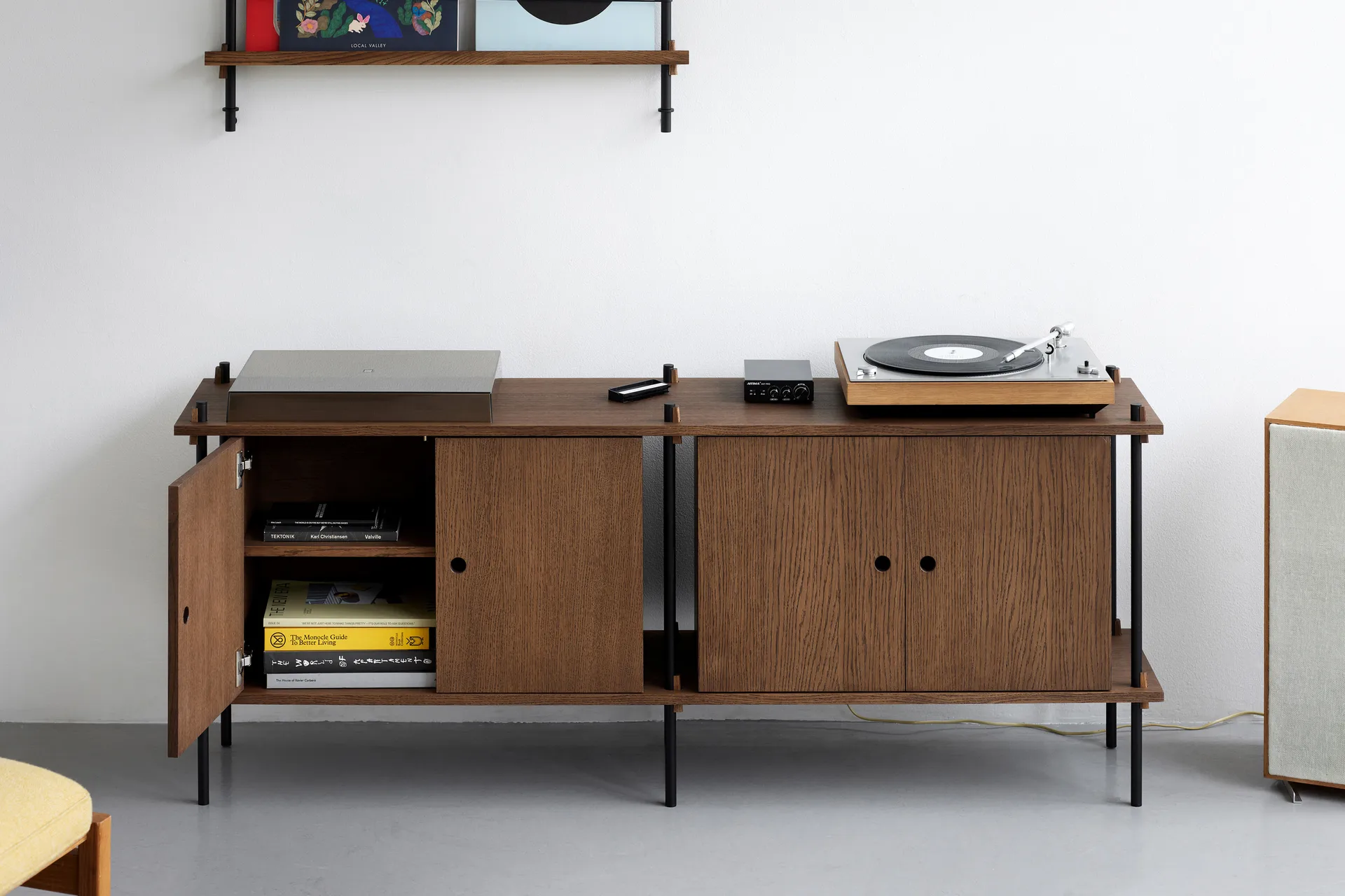 Shelving System sideboard, Καπνισμένη δρυς-black, 163x65x35 cm, S.65.2.D MOEBE