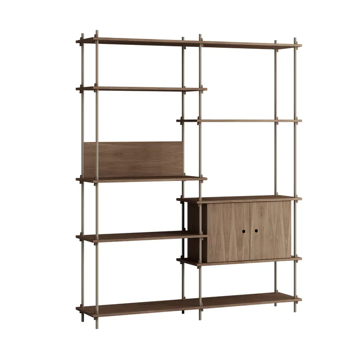 Shelving System ράφι με ντουλάπι - Καπνισμένη δρυς-warm grey, 163x200x35 cm, S.200.2.C - MOEBE