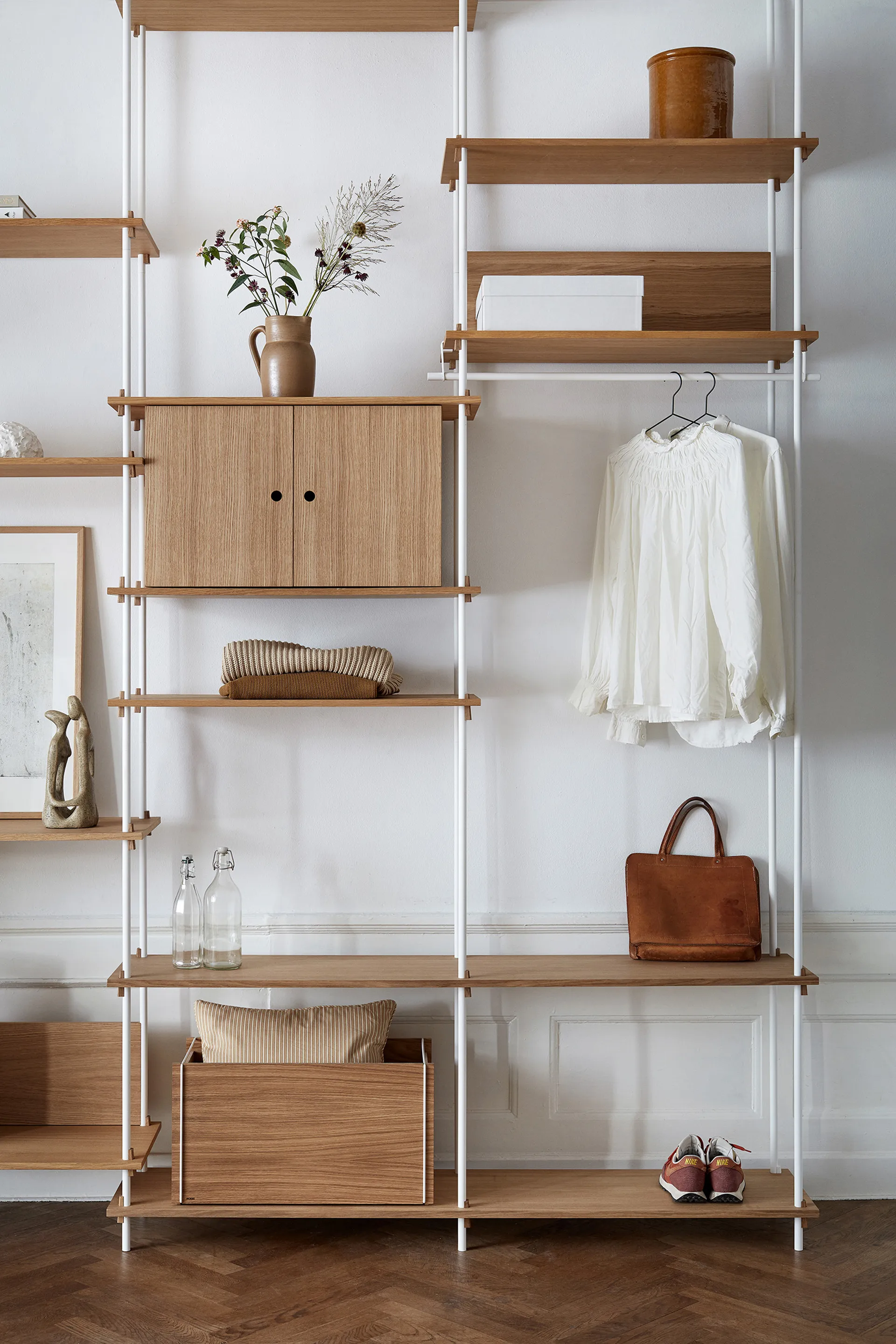 Shelving System ράφι με ντουλάπι, Δρυς-warm grey, 163x200x35 cm, S.200.2.C MOEBE