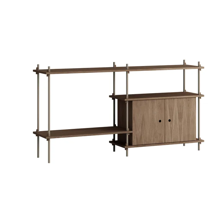 Shelving System ράφι με ντουλάπι - Καπνισμένη δρυς-warm grey, 163x85x35 cm, S.85.2.C - MOEBE