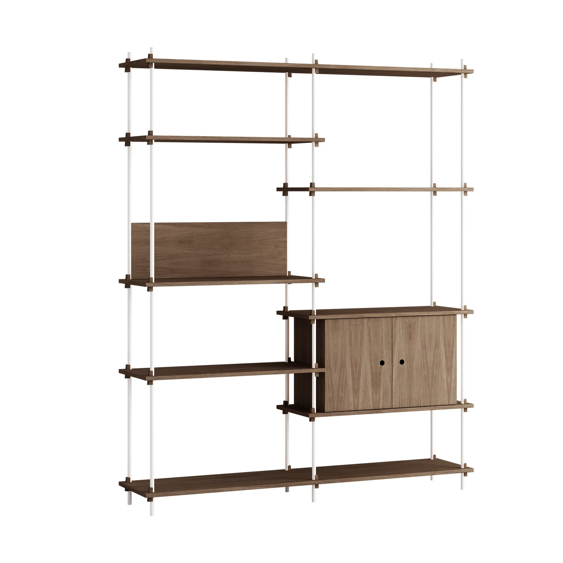 Shelving System ράφι με ντουλάπι, Καπνισμένη δρυς-white, 163x200x35 cm, S.200.2.C MOEBE
