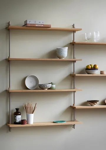 Wall Shelving ραφιέρα τοίχου - Καπνισμένη δρυς-warm grey, 92x65x17,5 cm, WS.65.1 - MOEBE