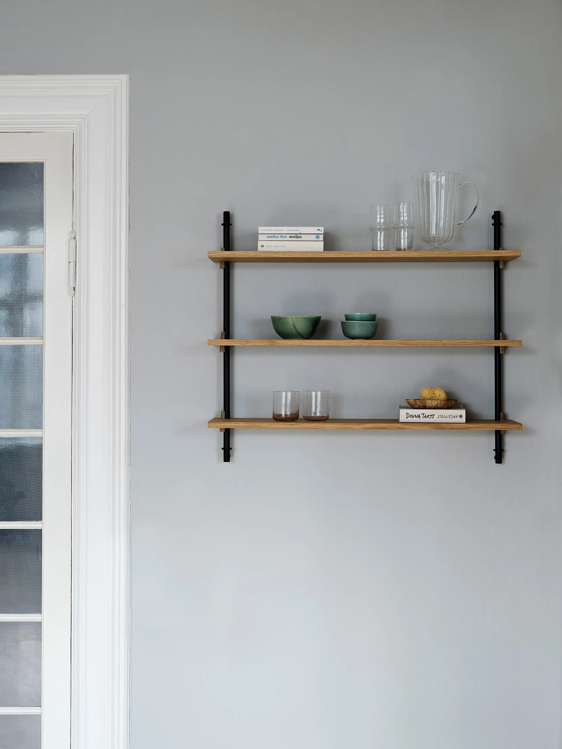 Wall Shelving ραφιέρα τοίχου, Καπνισμένη δρυς-warm grey, 92x65x17,5 cm, WS.65.1 MOEBE