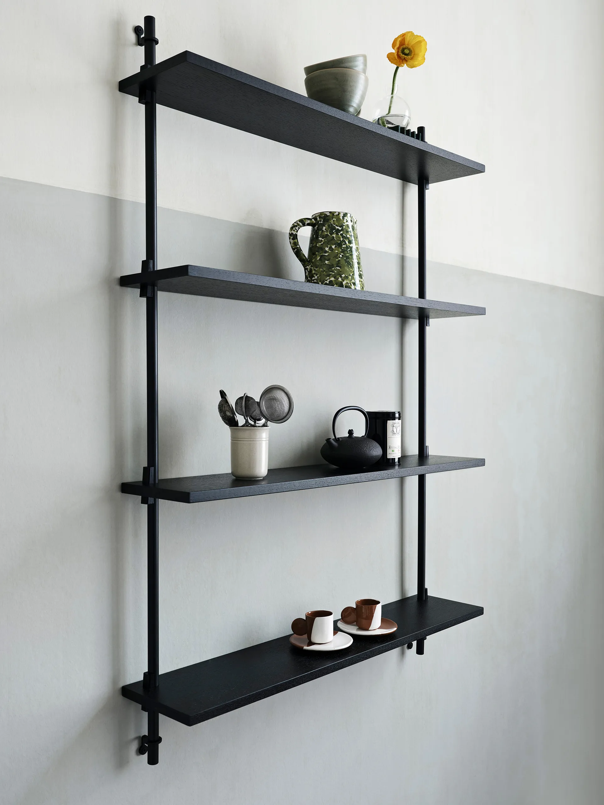 Wall Shelving ραφιέρα τοίχου, Καπνιστή δρυς-white, 92x115x17,5 cm, WS.115.1 MOEBE