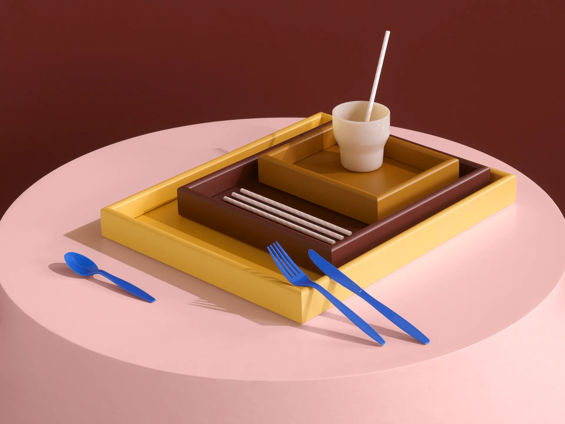 Σετ Δίσκων Arrange μεγάλος 3 κομμάτια, Amber-masala-acacia Montana