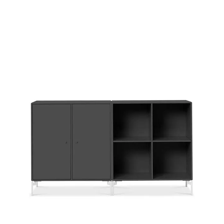 Pair sideboard - ανθρακί 04, βαμμένα λευκά πόδια - Montana