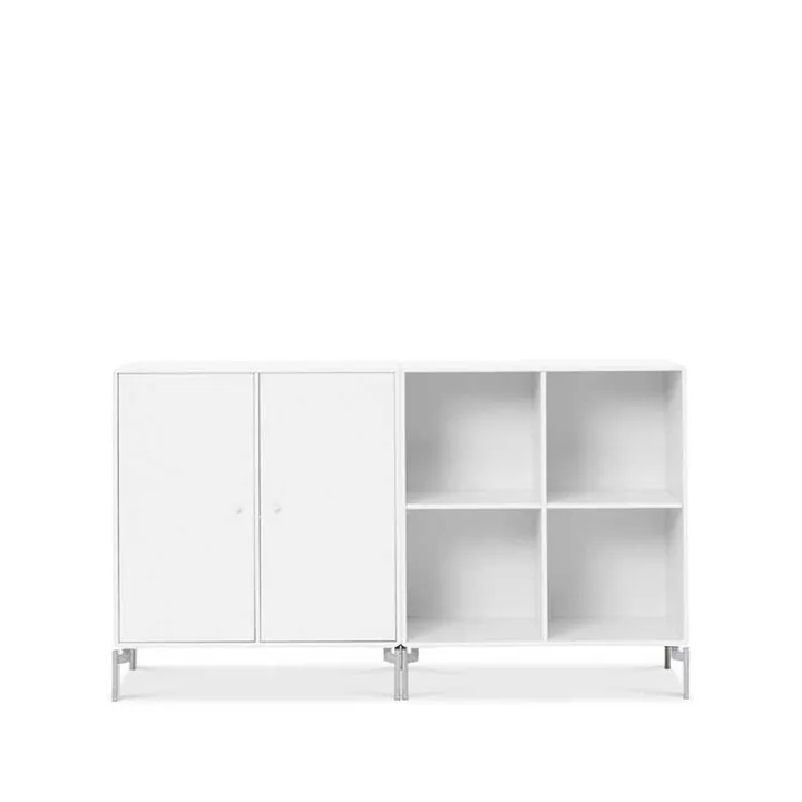 Pair sideboard - new white 101, χρωμέ πόδια - Montana