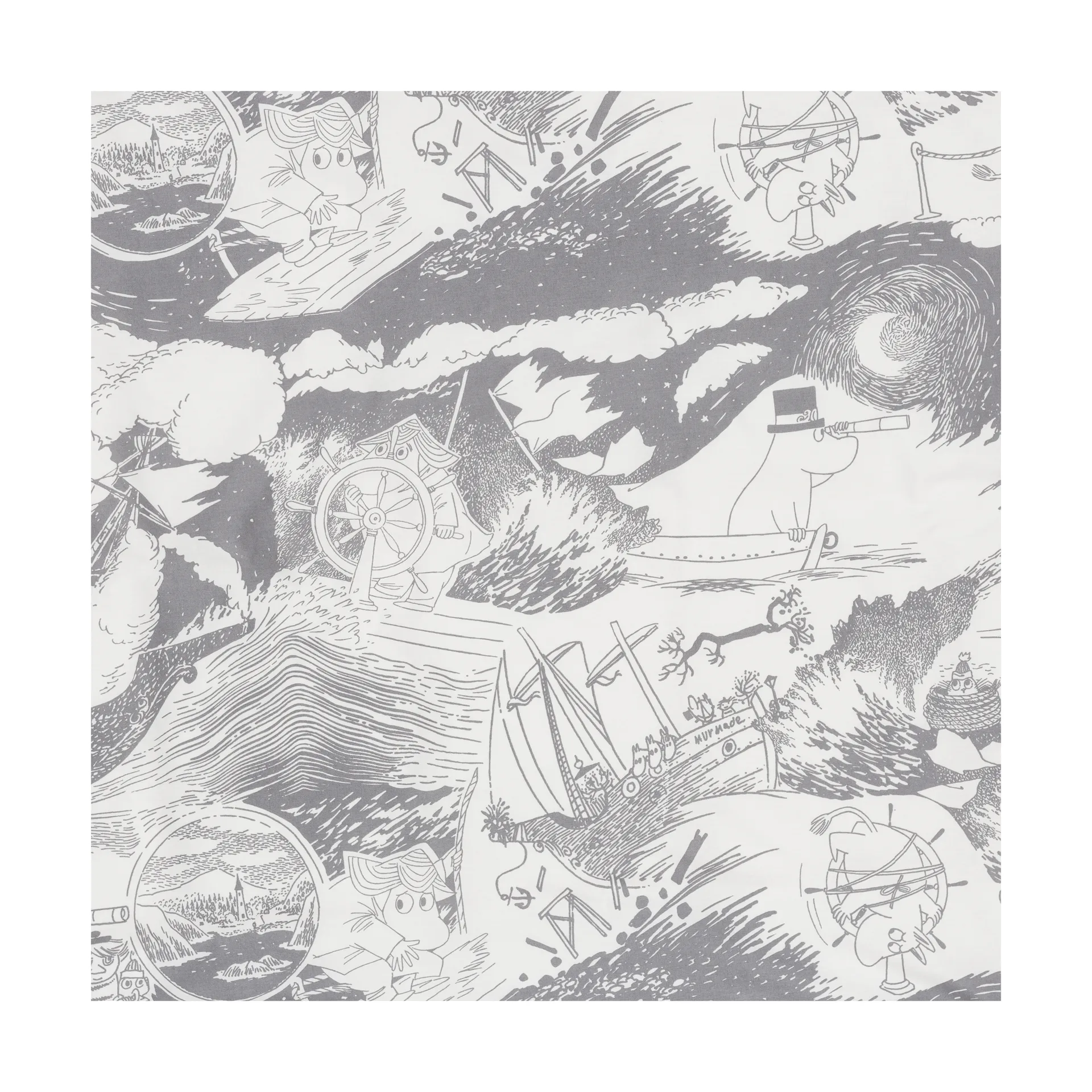 Σετ κρεβατιού Moomin 150 x 210 εκ., Segling, γκρι Moomin Arabia