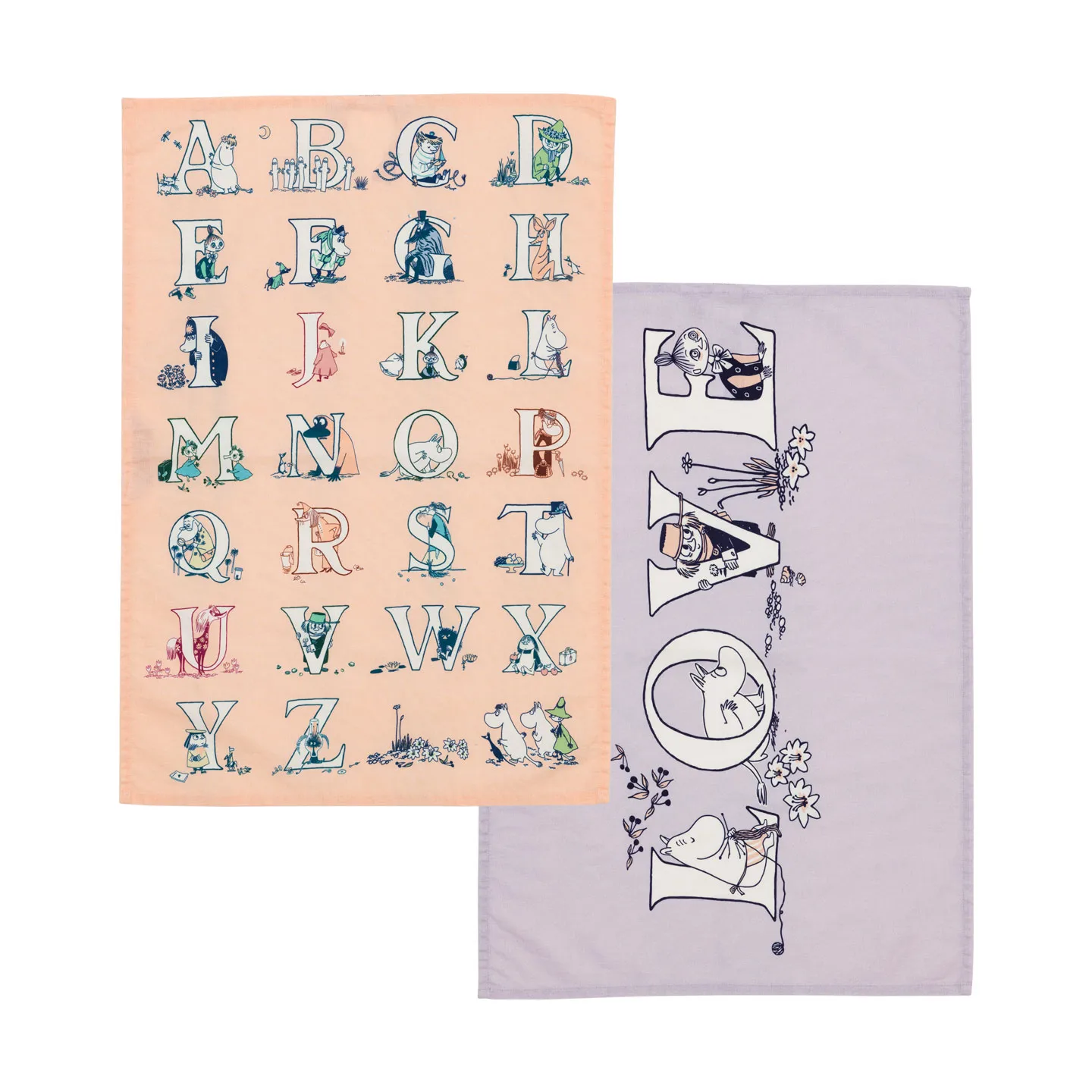 Πετσέτα κουζίνας Moomin 50x70 εκ. 2 τεμάχια, Αλφάβητο Moomin Arabia