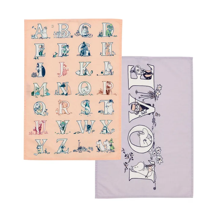 Πετσέτα κουζίνας Moomin 50x70 εκ. 2 τεμάχια - Αλφάβητο - Moomin Arabia