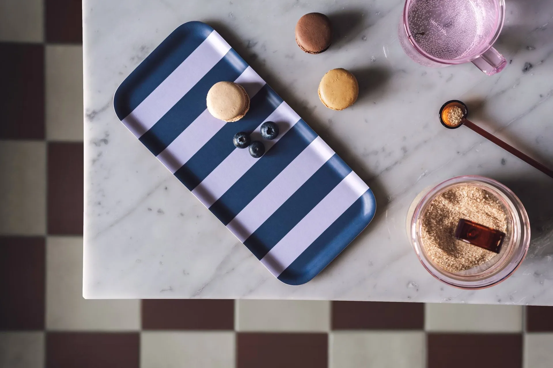 Checks & Stripes δίσκος 13x27 εκ., Lilac-blue Muurla