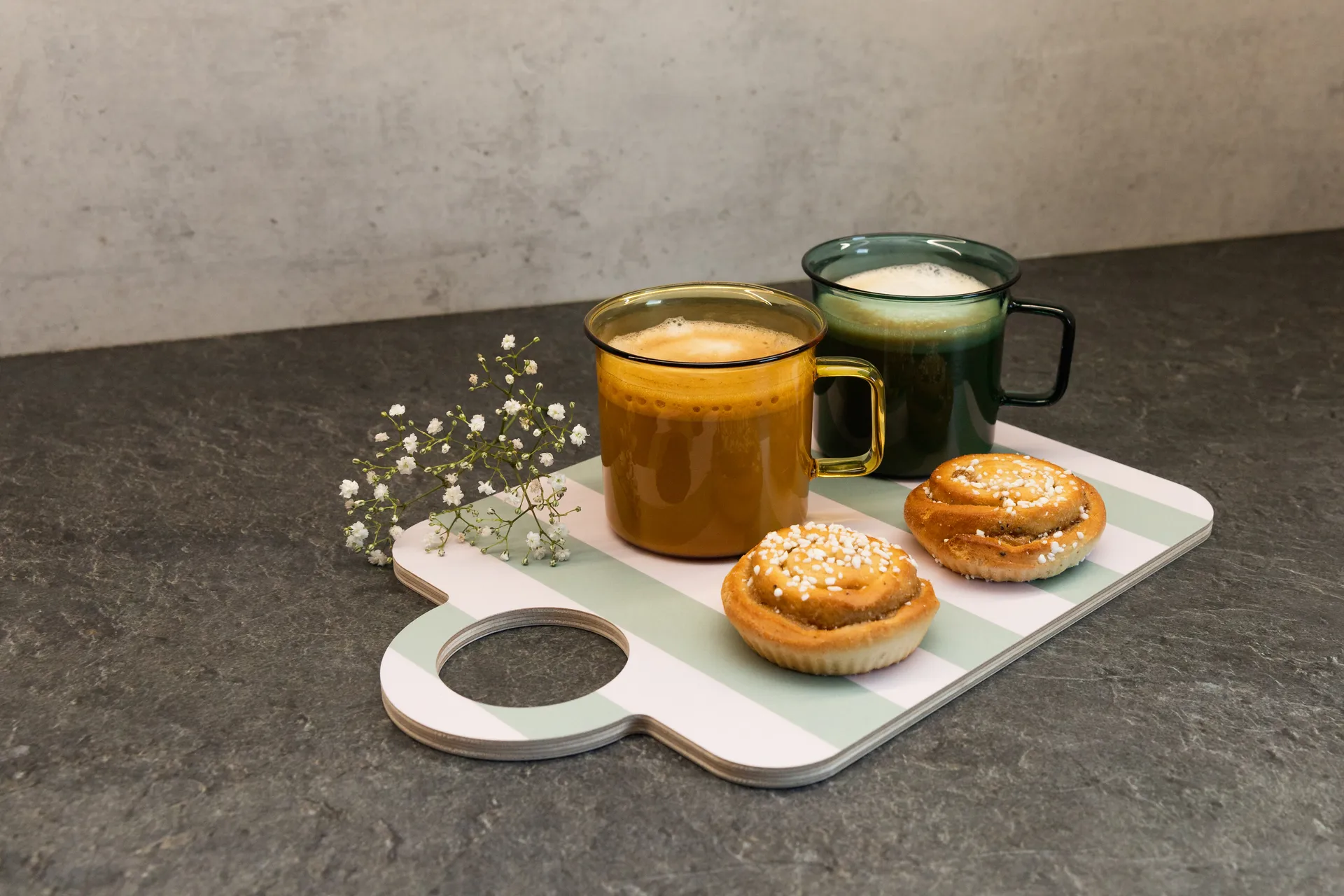 Checks & Stripes δίσκος 21x31 εκ., Mint-μπλε Muurla