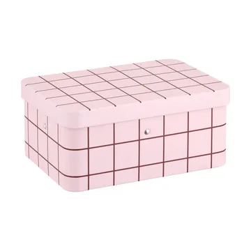 Checks & Stripes δοχείο τσαγιού από λαμαρίνα - Pink-brown, 17,5x13x7,5 cm - Muurla