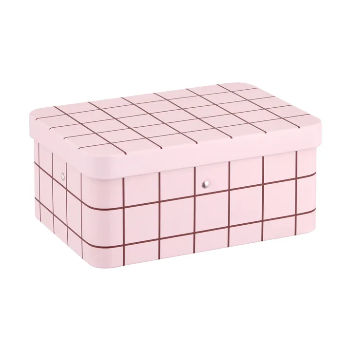 Checks & Stripes δοχείο τσαγιού από λαμαρίνα - Pink-brown, 17,5x13x7,5 cm - Muurla