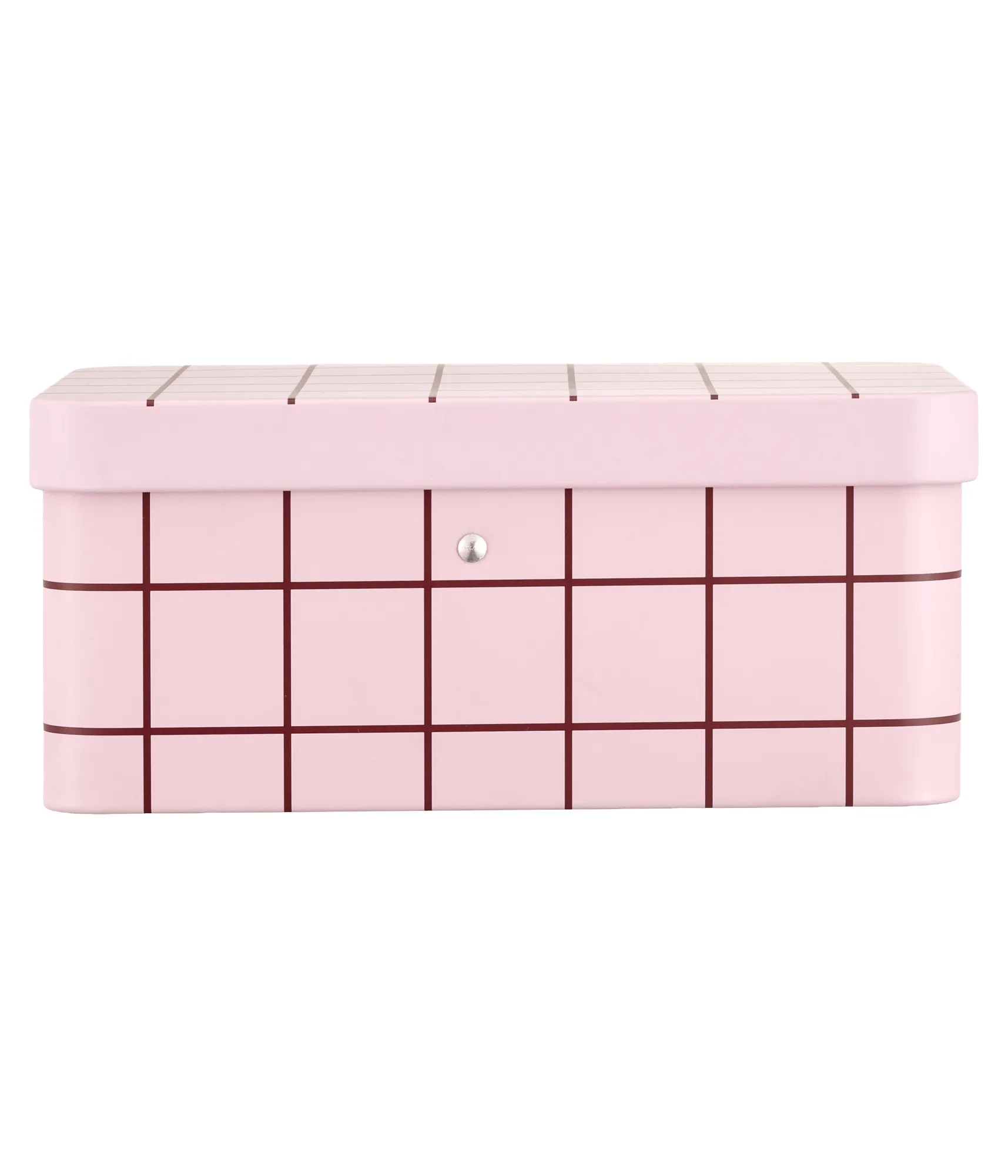 Checks & Stripes δοχείο τσαγιού από λαμαρίνα, Pink-brown, 17,5x13x7,5 cm Muurla