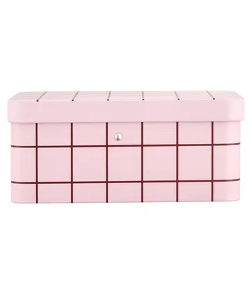 Checks & Stripes δοχείο τσαγιού από λαμαρίνα - Pink-brown, 17,5x13x7,5 cm - Muurla