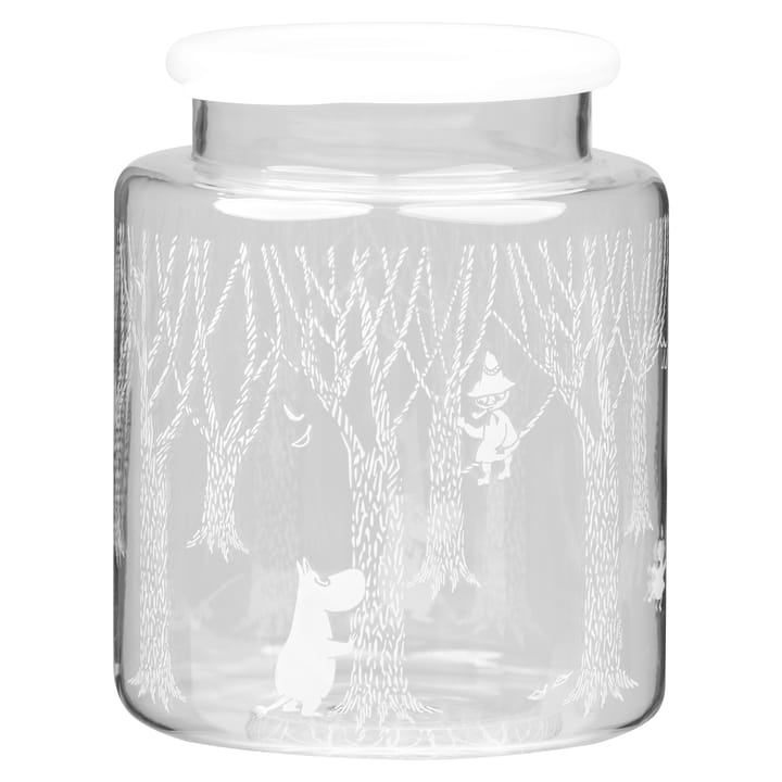 In the Woods γυάλινο βάζο με καπάκι σιλικόνης 17 cm - διαφανές-λευκό - Muurla