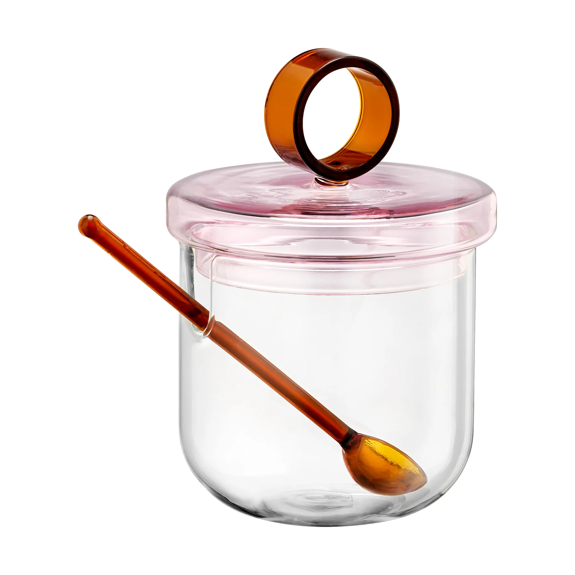 Loop ζαχαριέρα με κουτάλι Ø14 cm, Διάφανες-pink-amber Muurla